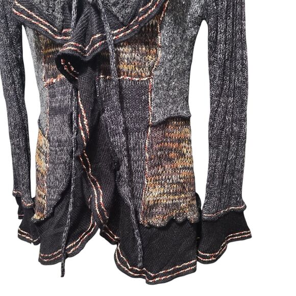 Forla Paris Cardigan Sweater Women's S Gray Mohair Wool Ruffle Bohemian Artsy - Picture 2 of 16